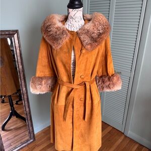 1950’s Vintage Fur Trimmed Suede Coat